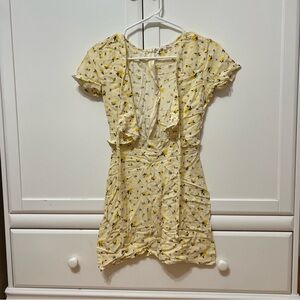 Pacsun Yellow and White Floral Tie Dress